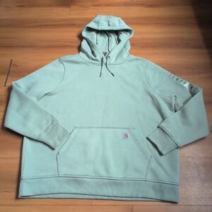 Carhartt Hoodie Womens XXL Green Relaxed Fit Midweight Fleece Hooded Sweatshirt